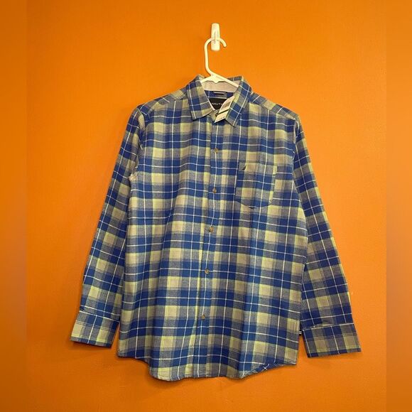 NWT Nautica Plaid Flannel Shirt in Cobalt - Picture 1 of 4